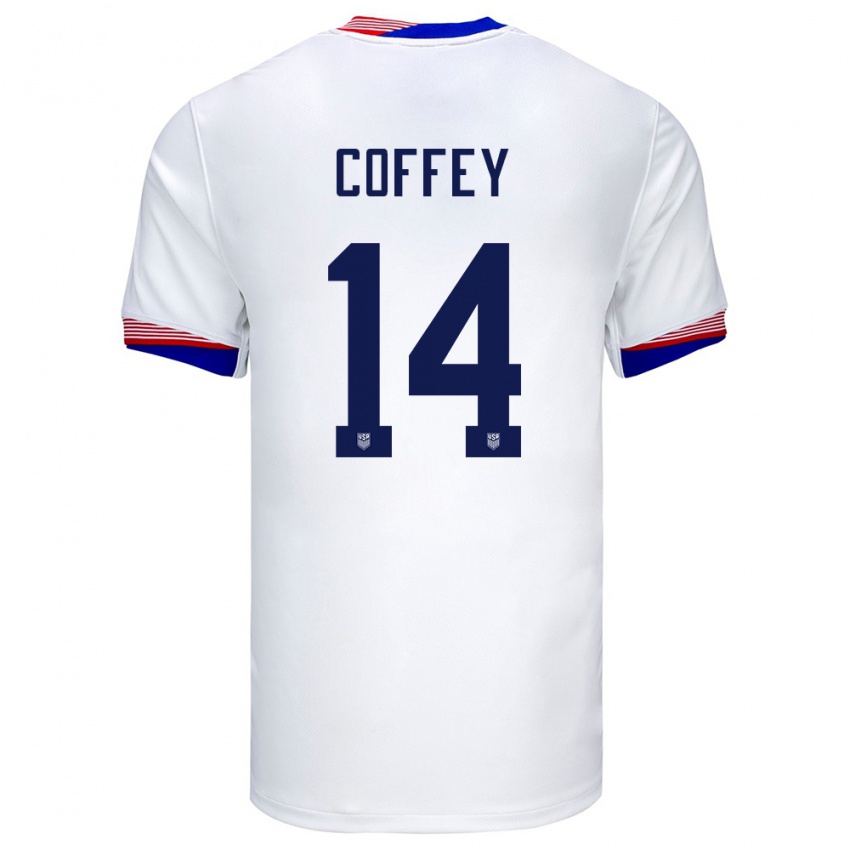 Kinderen Verenigde Staten Sam Coffey #14 Wit Thuisshirt Thuistenue 24-26 T-Shirt