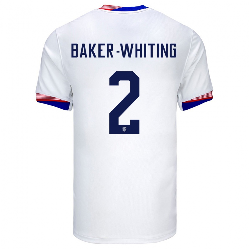 Kinderen Verenigde Staten Reed Baker Whiting #2 Wit Thuisshirt Thuistenue 24-26 T-Shirt