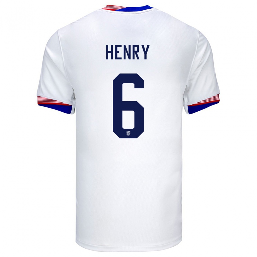 Kinderen Verenigde Staten Kobi Henry #6 Wit Thuisshirt Thuistenue 24-26 T-Shirt