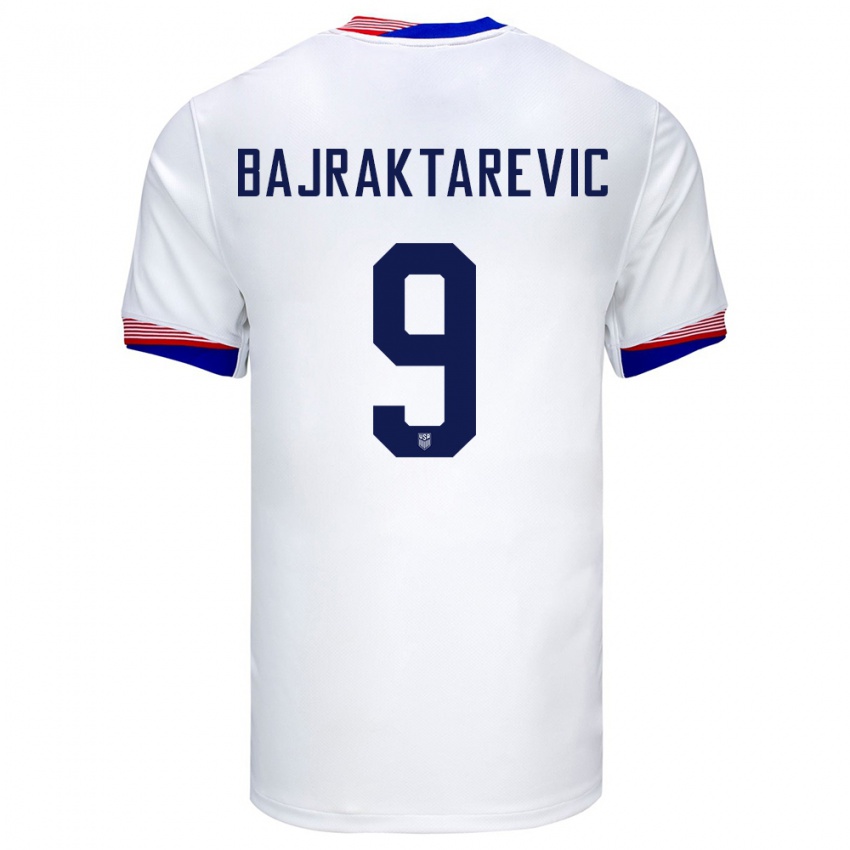 Kinderen Verenigde Staten Esmir Bajraktarevic #9 Wit Thuisshirt Thuistenue 24-26 T-Shirt