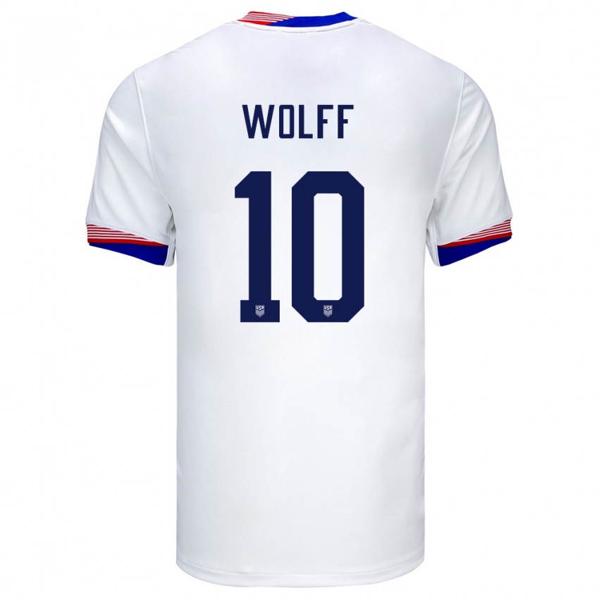 Kinderen Verenigde Staten Owen Wolff #10 Wit Thuisshirt Thuistenue 24-26 T-Shirt