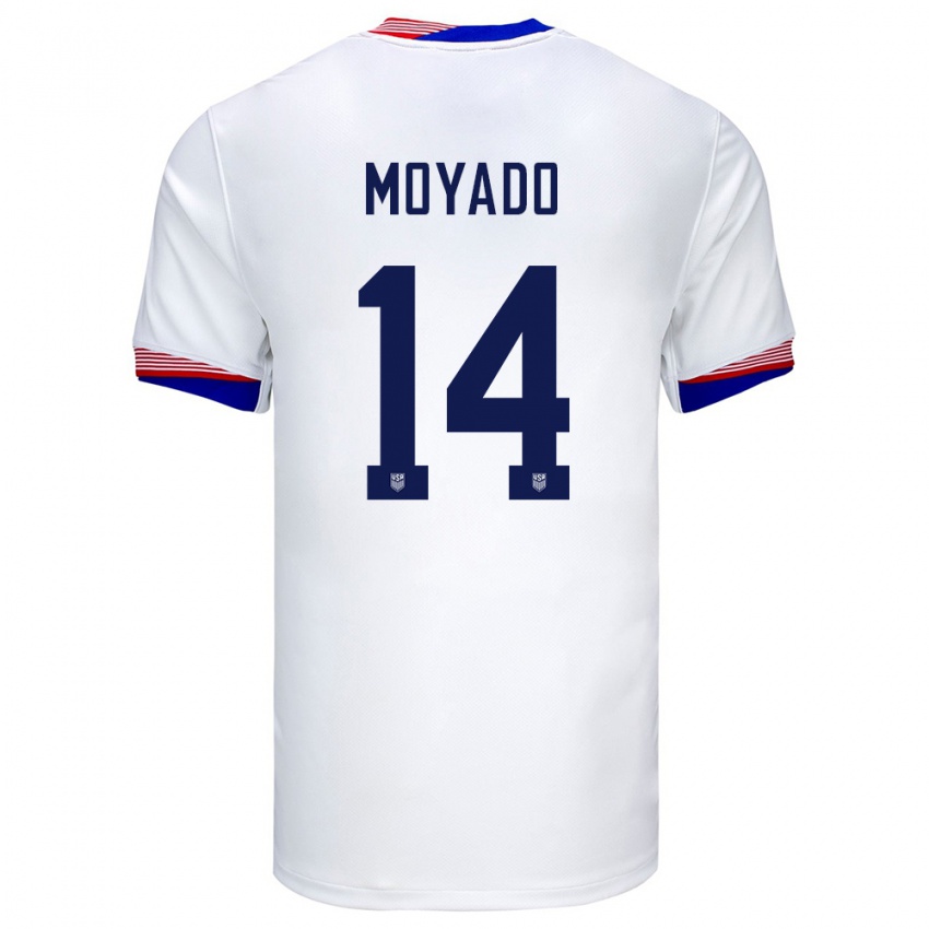 Kinderen Verenigde Staten Bryan Moyado #14 Wit Thuisshirt Thuistenue 24-26 T-Shirt