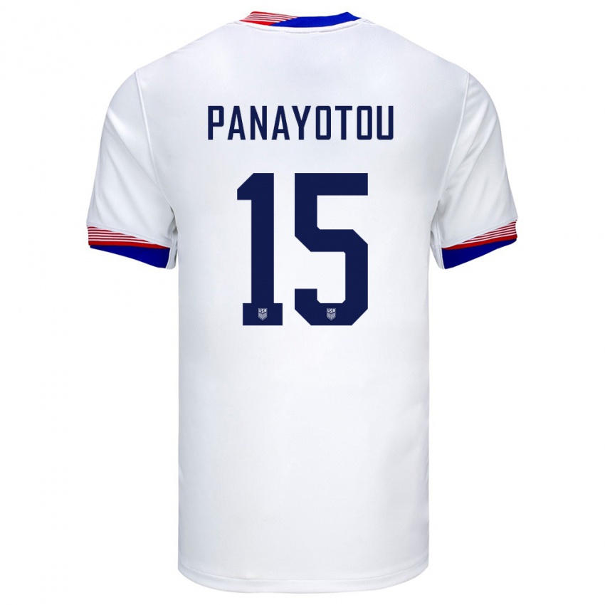 Kinderen Verenigde Staten Jack Panayotou #15 Wit Thuisshirt Thuistenue 24-26 T-Shirt