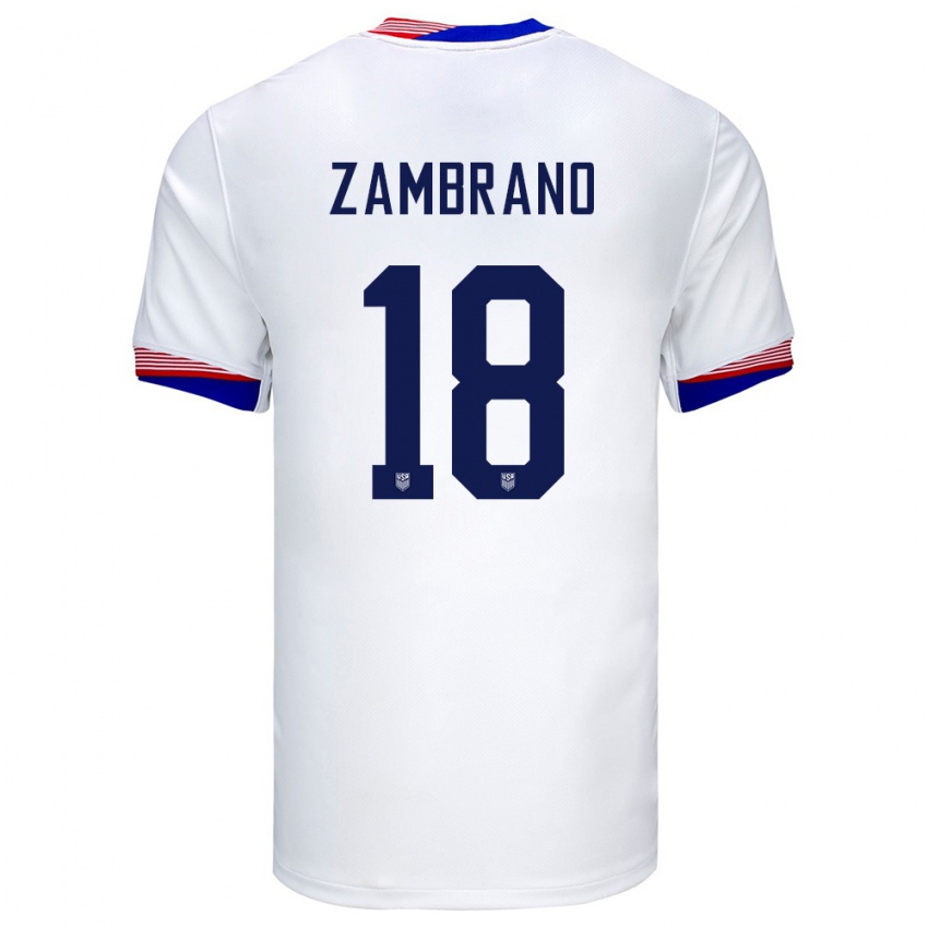 Kinderen Verenigde Staten Marcos Zambrano #18 Wit Thuisshirt Thuistenue 24-26 T-Shirt