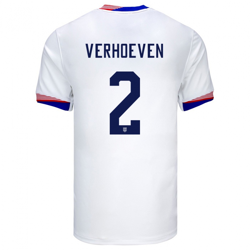 Kinderen Verenigde Staten Oscar Verhoeven #2 Wit Thuisshirt Thuistenue 24-26 T-Shirt