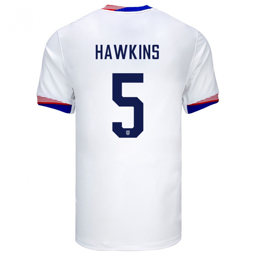 Kinderen Verenigde Staten Stuart Hawkins #5 Wit Thuisshirt Thuistenue 24-26 T-Shirt