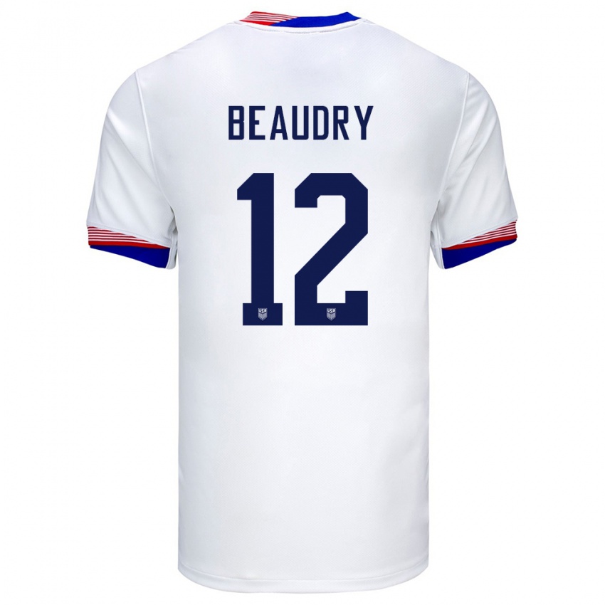 Kinderen Verenigde Staten Adam Beaudry #12 Wit Thuisshirt Thuistenue 24-26 T-Shirt