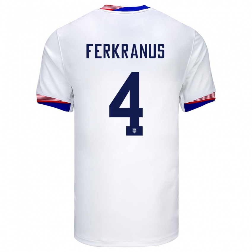 Kinderen Verenigde Staten Marcus Ferkranus #4 Wit Thuisshirt Thuistenue 24-26 T-Shirt