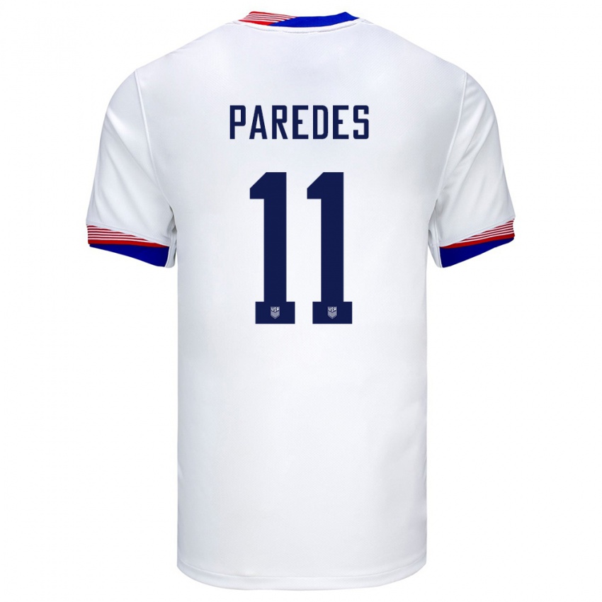 Kinderen Verenigde Staten Kevin Paredes #11 Wit Thuisshirt Thuistenue 24-26 T-Shirt