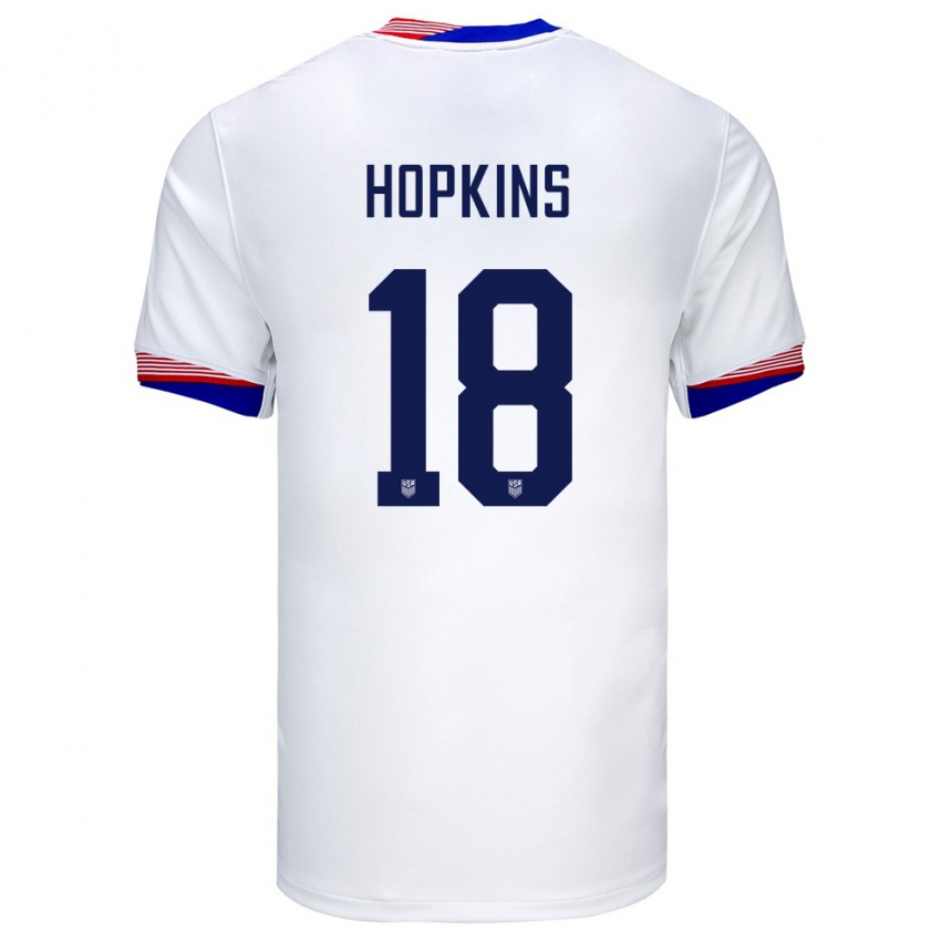 Kinderen Verenigde Staten Jackson Hopkins #18 Wit Thuisshirt Thuistenue 24-26 T-Shirt