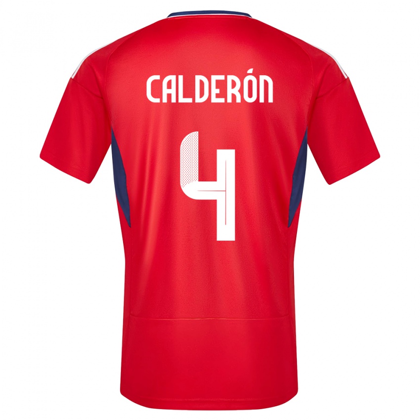 Kinderen Costa Rica Brandon Calderon #4 Rood Thuisshirt Thuistenue 24-26 T-Shirt