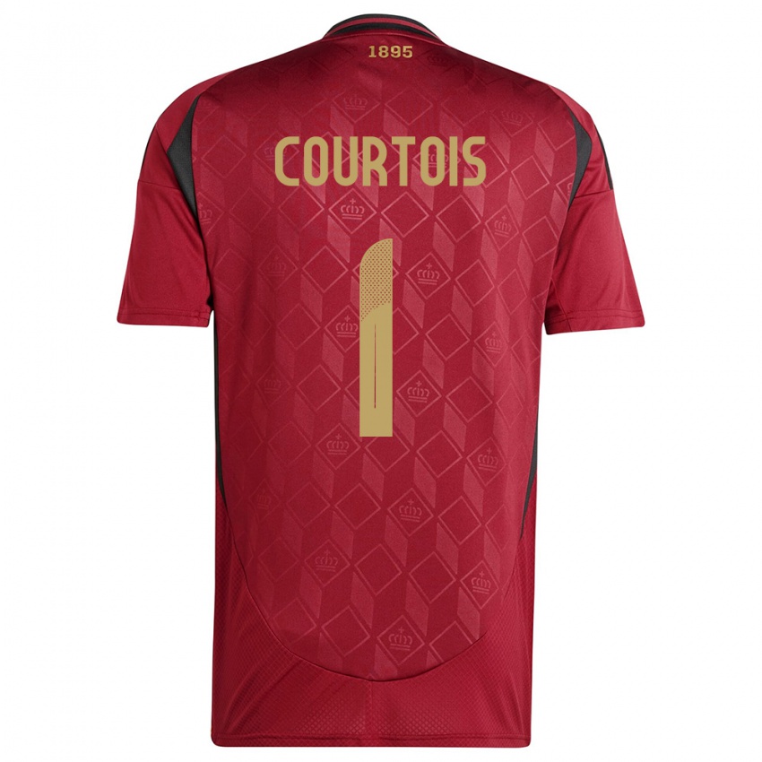 Kinderen België Thibaut Courtois #1 Bourgondië Thuisshirt Thuistenue 24-26 T-Shirt