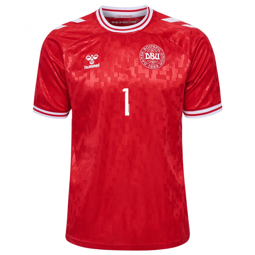 Kinderen Denemarken Kasper Schmeichel #1 Rood Thuisshirt Thuistenue 24-26 T-Shirt