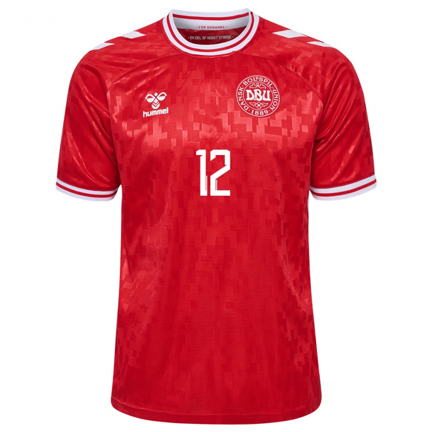 Kinderen Denemarken Kasper Dolberg #12 Rood Thuisshirt Thuistenue 24-26 T-Shirt