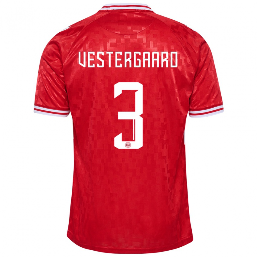 Kinderen Denemarken Jannik Vestergaard #3 Rood Thuisshirt Thuistenue 24-26 T-Shirt