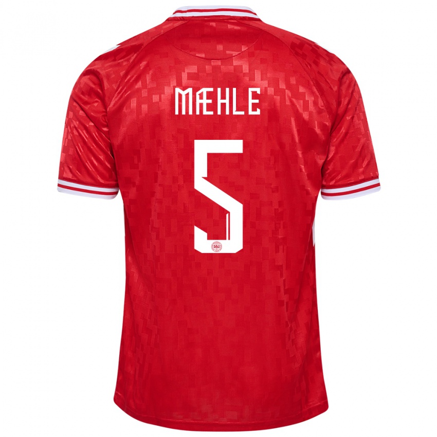 Kinderen Denemarken Joakim Maehle #5 Rood Thuisshirt Thuistenue 24-26 T-Shirt