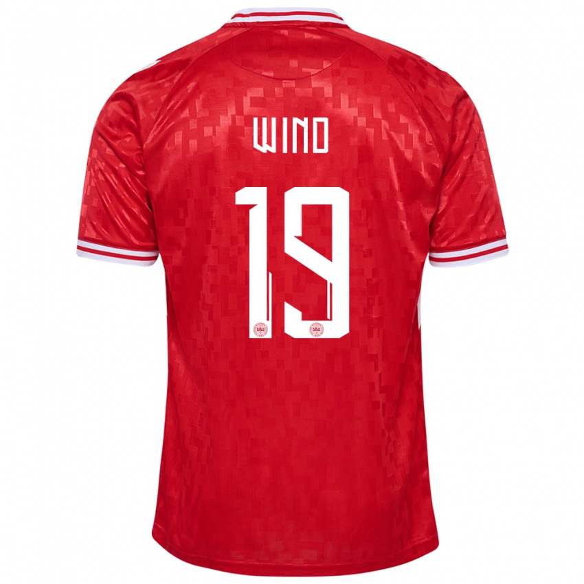 Kinderen Denemarken Jonas Wind #19 Rood Thuisshirt Thuistenue 24-26 T-Shirt