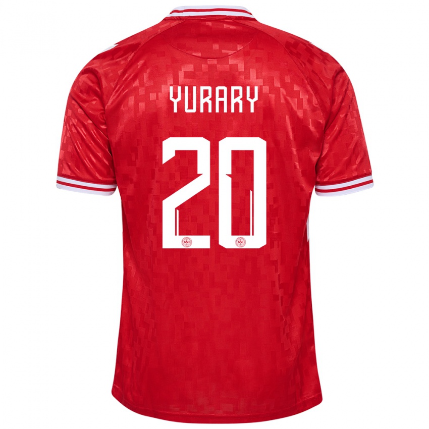 Kinderen Denemarken Yussuf Poulsen #20 Rood Thuisshirt Thuistenue 24-26 T-Shirt