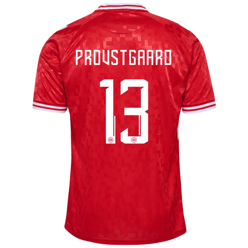 Kinderen Denemarken Oliver Provstgaard #13 Rood Thuisshirt Thuistenue 24-26 T-Shirt