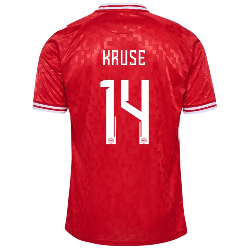 Kinderen Denemarken David Kruse #14 Rood Thuisshirt Thuistenue 24-26 T-Shirt