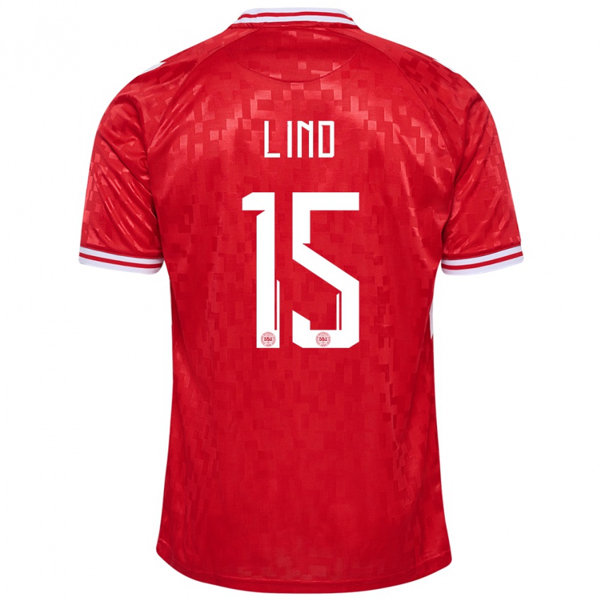 Kinderen Denemarken Victor Lind #15 Rood Thuisshirt Thuistenue 24-26 T-Shirt