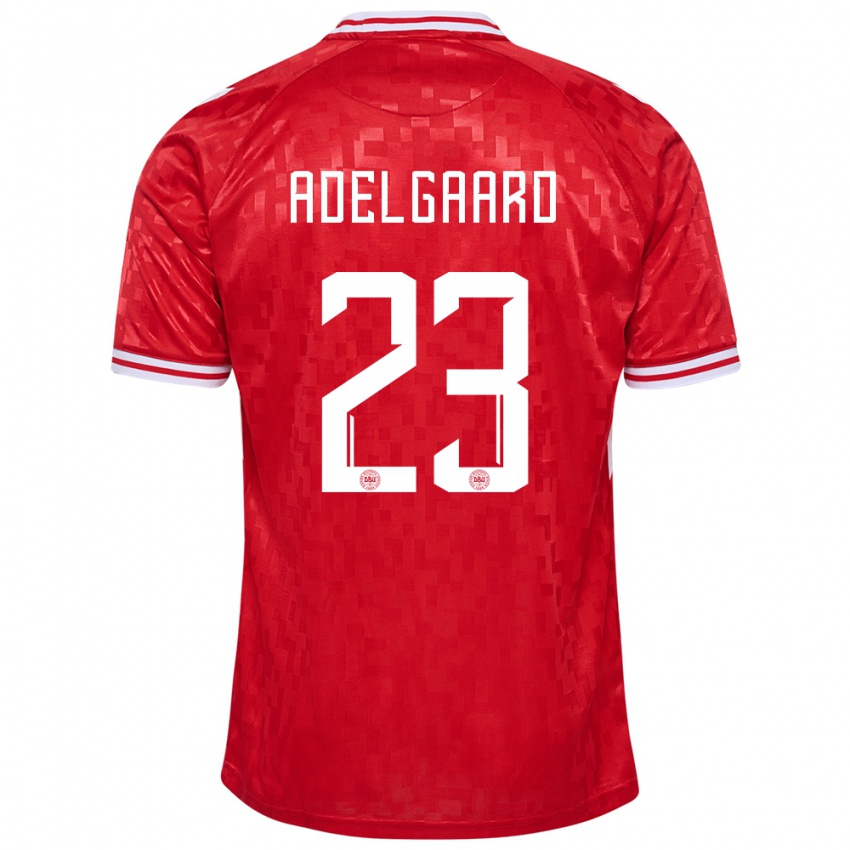 Kinderen Denemarken Aske Adelgaard #23 Rood Thuisshirt Thuistenue 24-26 T-Shirt