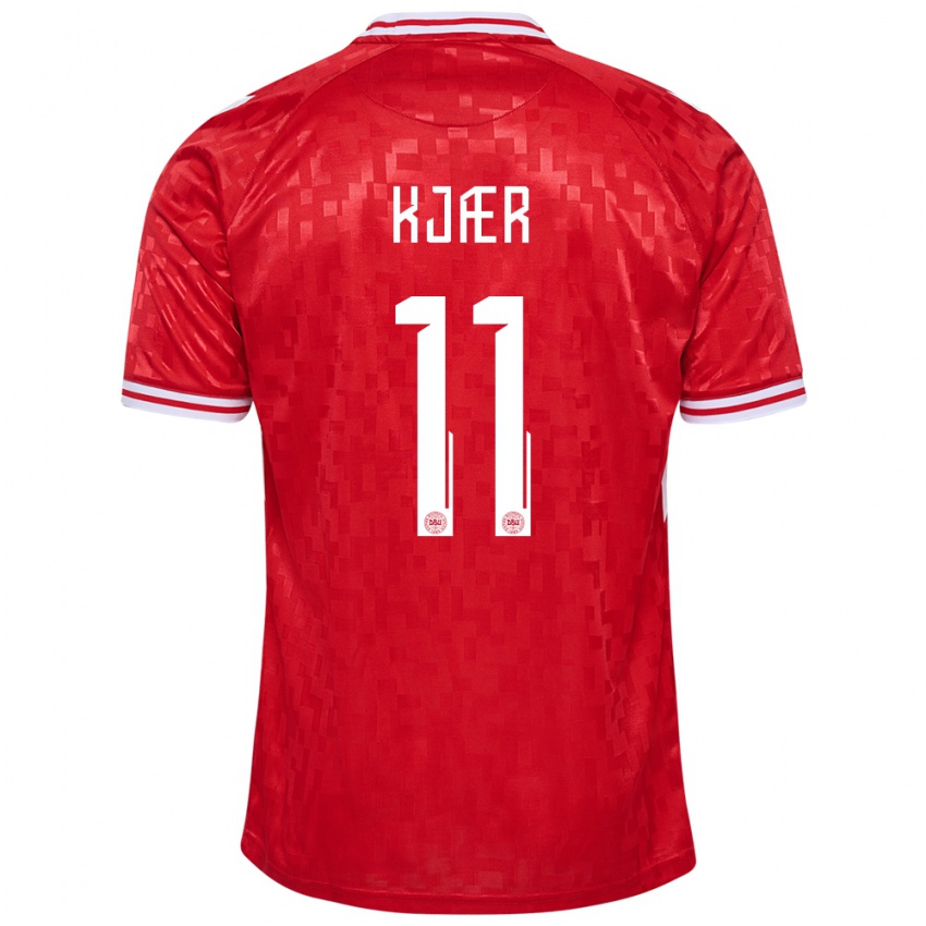 Kinderen Denemarken Jeppe Kjær #11 Rood Thuisshirt Thuistenue 24-26 T-Shirt