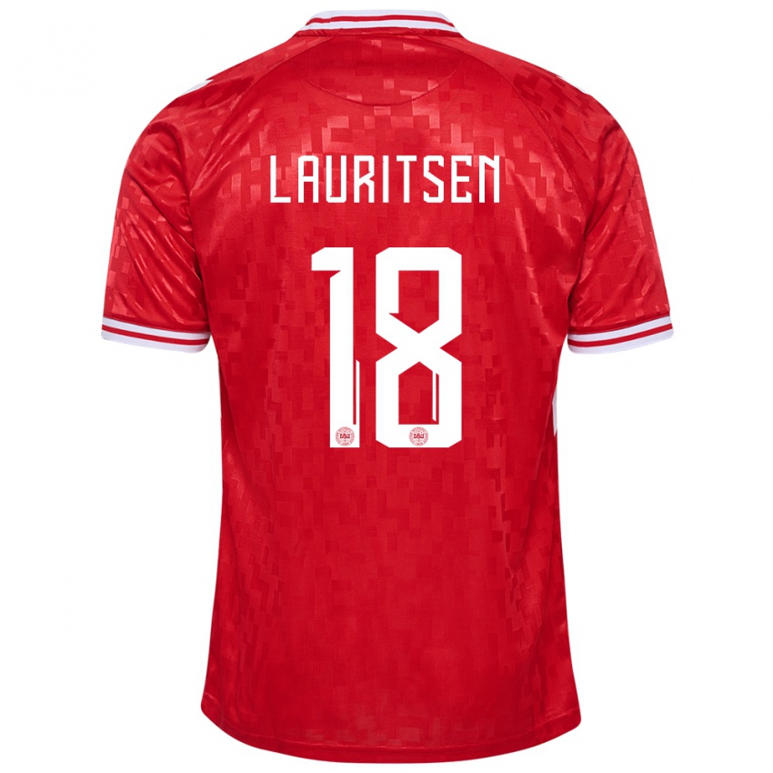 Kinderen Denemarken Tobias Lauritsen #18 Rood Thuisshirt Thuistenue 24-26 T-Shirt