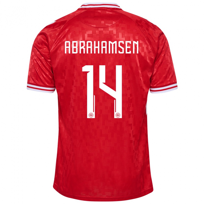 Kinderen Denemarken Mads Abrahamsen #14 Rood Thuisshirt Thuistenue 24-26 T-Shirt