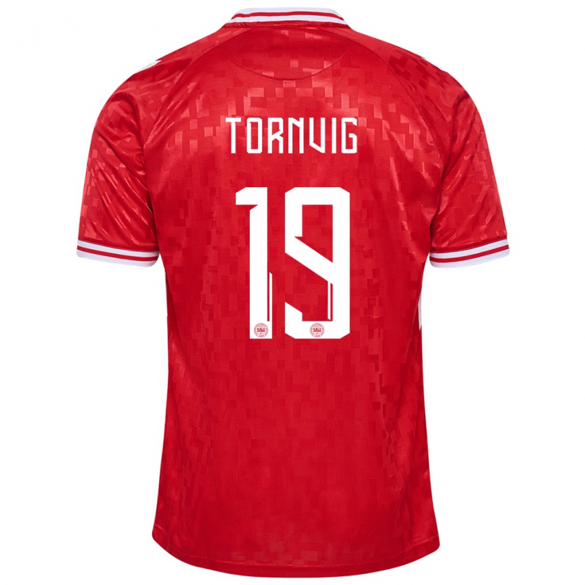 Kinderen Denemarken Nicolaj Tornvig #19 Rood Thuisshirt Thuistenue 24-26 T-Shirt