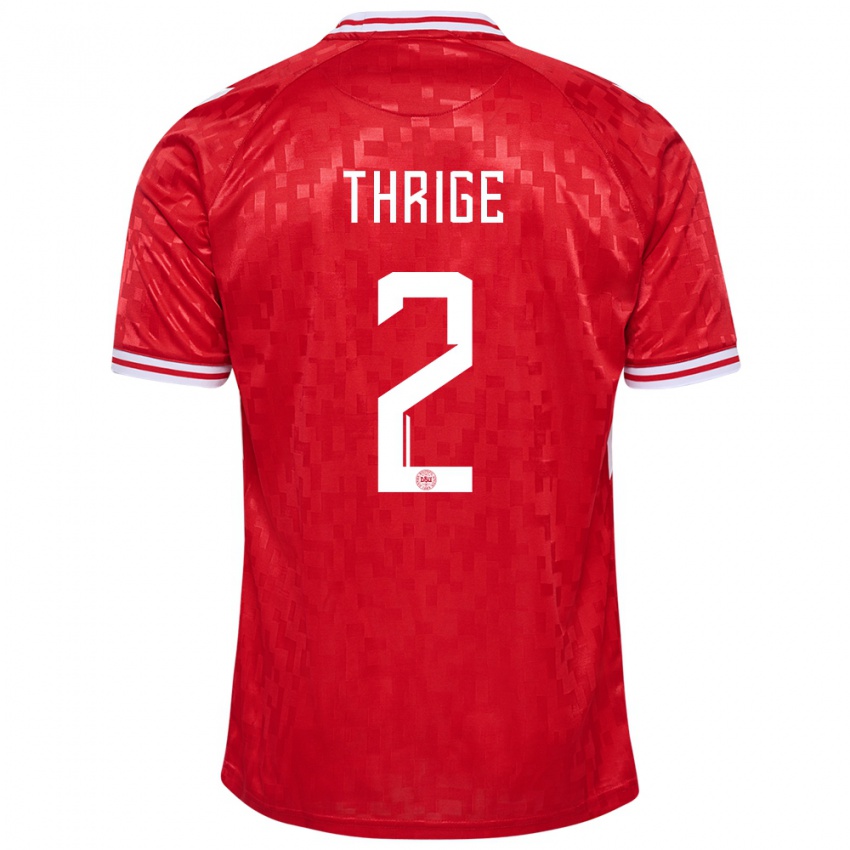 Kinderen Denemarken Sara Thrige #2 Rood Thuisshirt Thuistenue 24-26 T-Shirt