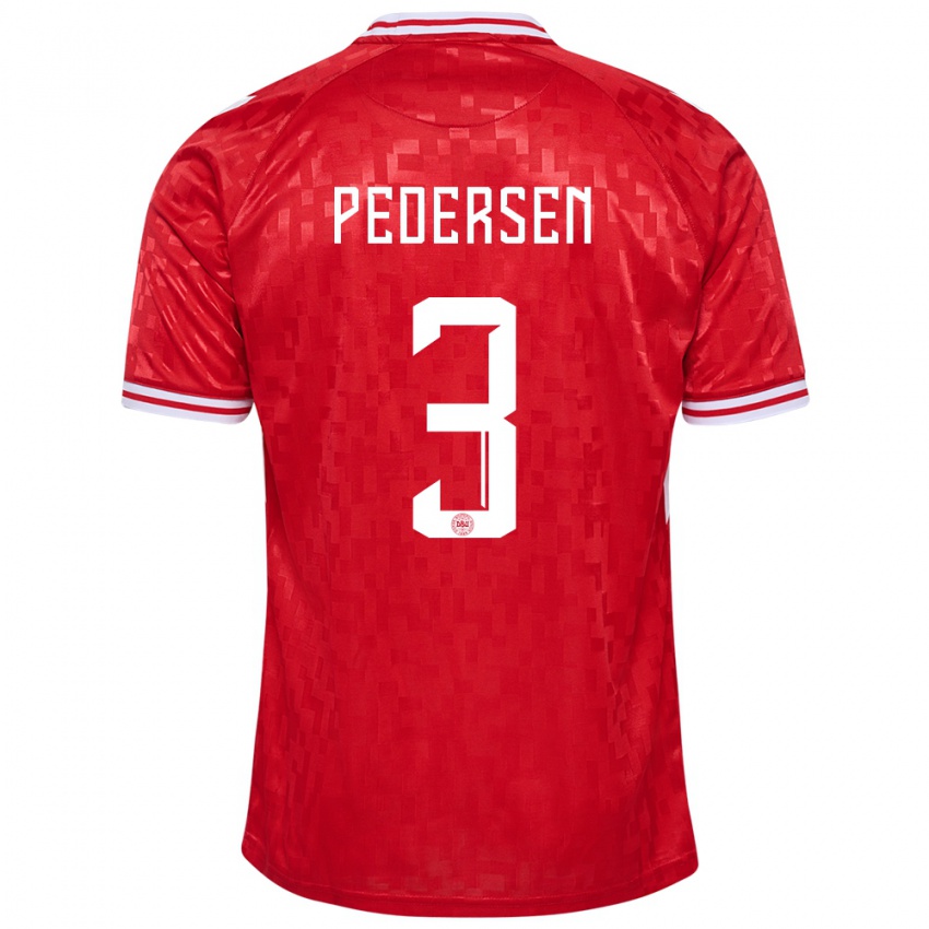 Kinderen Denemarken Stine Ballisager Pedersen #3 Rood Thuisshirt Thuistenue 24-26 T-Shirt
