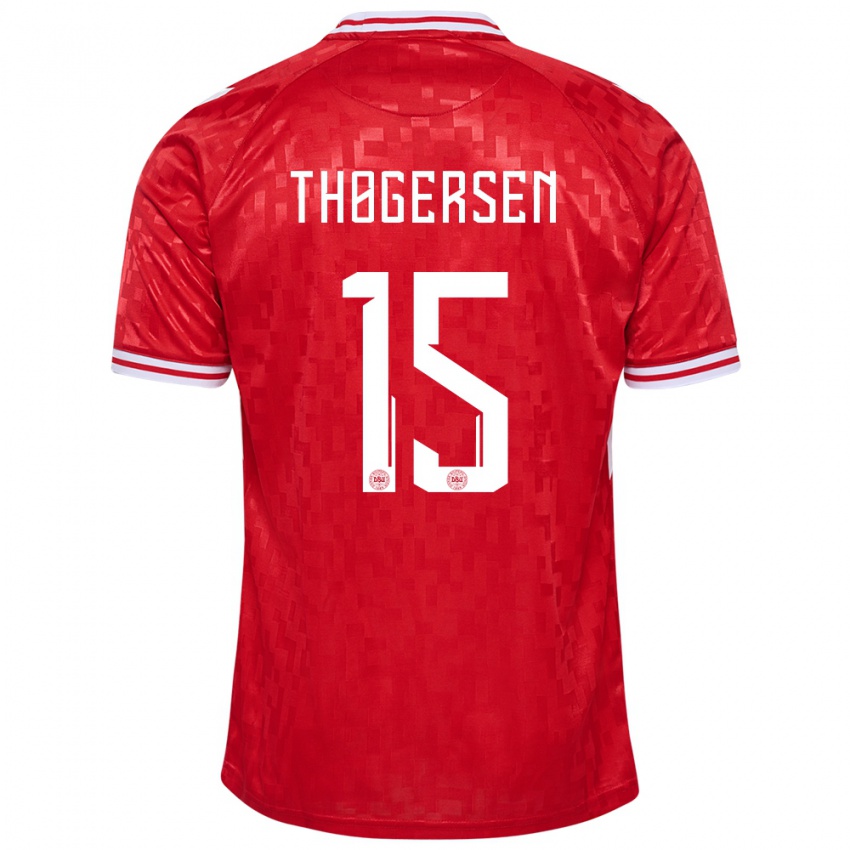 Kinderen Denemarken Frederikke Thøgersen #15 Rood Thuisshirt Thuistenue 24-26 T-Shirt