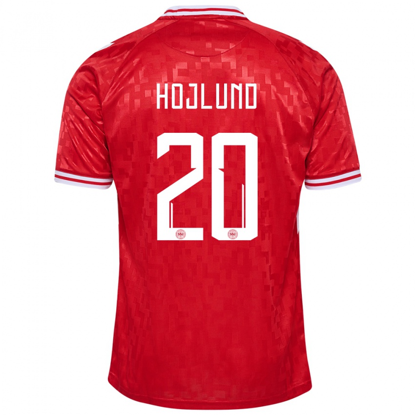 Kinderen Denemarken Rasmus Hojlund #20 Rood Thuisshirt Thuistenue 24-26 T-Shirt