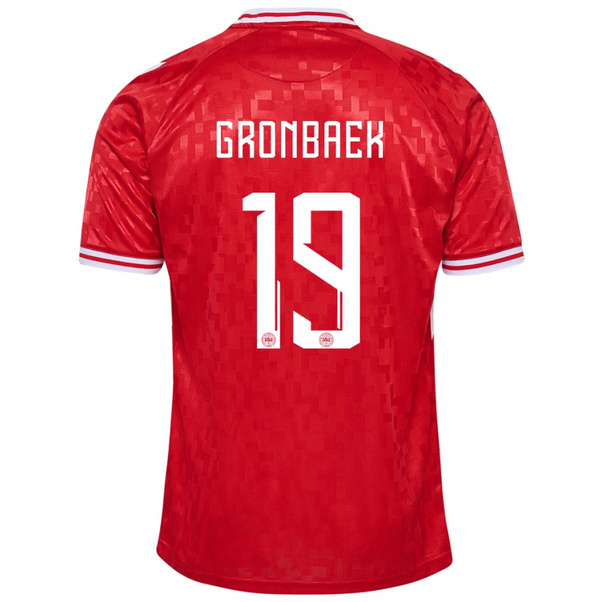 Kinderen Denemarken Albert Gronbaek #19 Rood Thuisshirt Thuistenue 24-26 T-Shirt