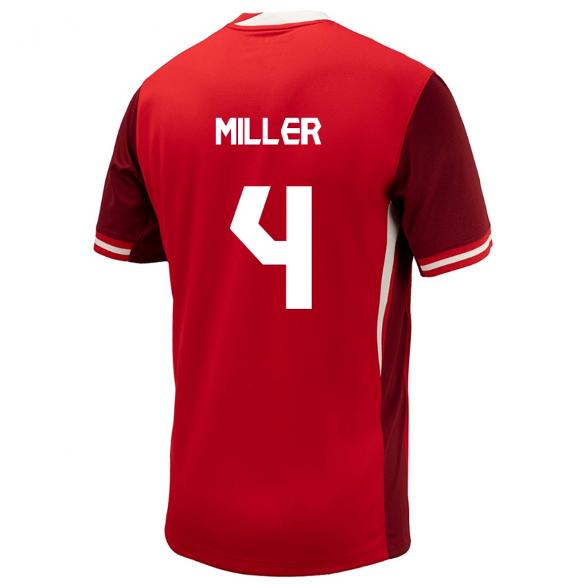 Kinderen Canada Kamal Miller #4 Rood Thuisshirt Thuistenue 24-26 T-Shirt