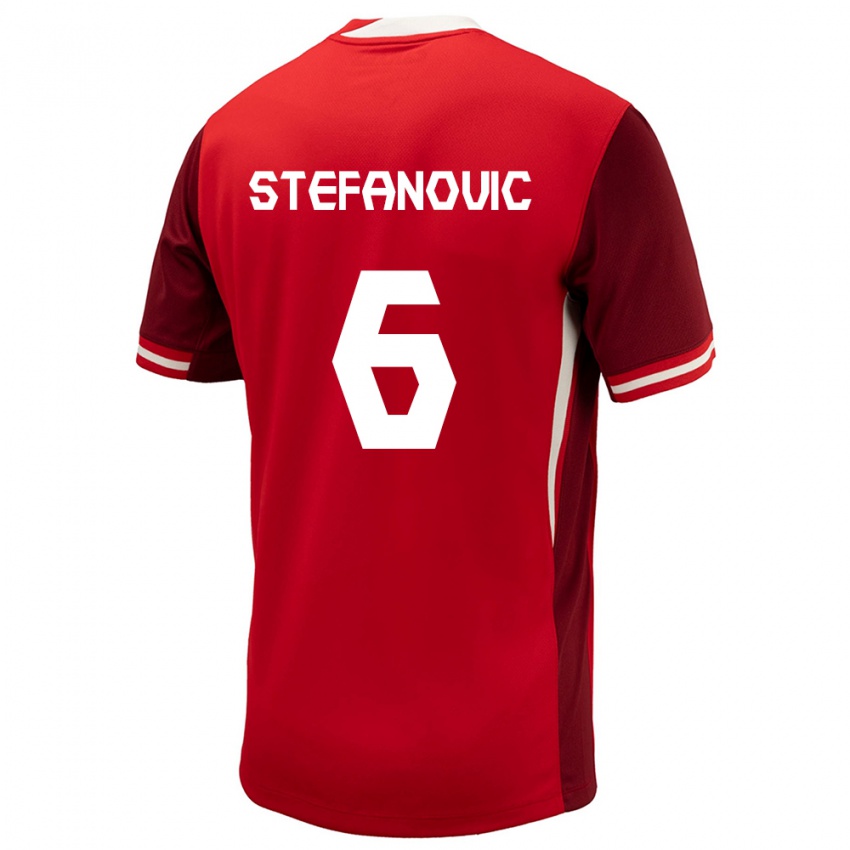 Kinderen Canada Lazar Stefanovic #6 Rood Thuisshirt Thuistenue 24-26 T-Shirt