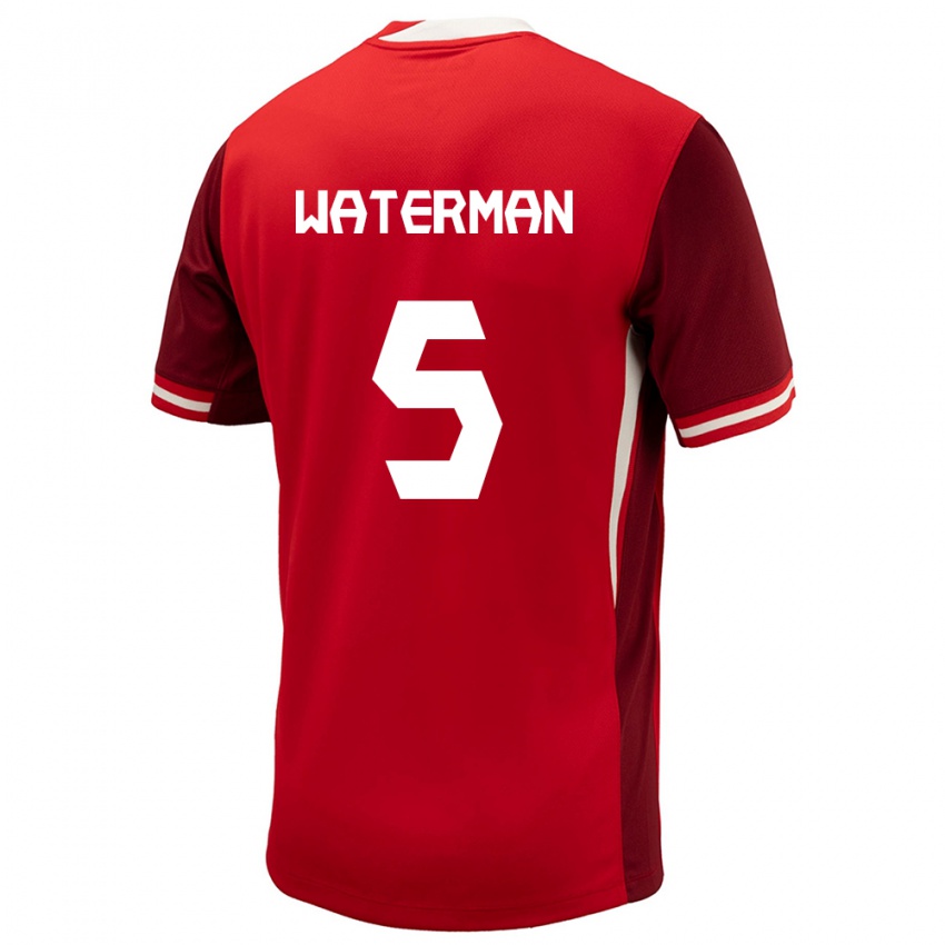 Kinderen Canada Joel Waterman #5 Rood Thuisshirt Thuistenue 24-26 T-Shirt