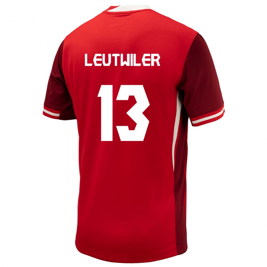 Kinderen Canada Jayson Leutwiler #13 Rood Thuisshirt Thuistenue 24-26 T-Shirt