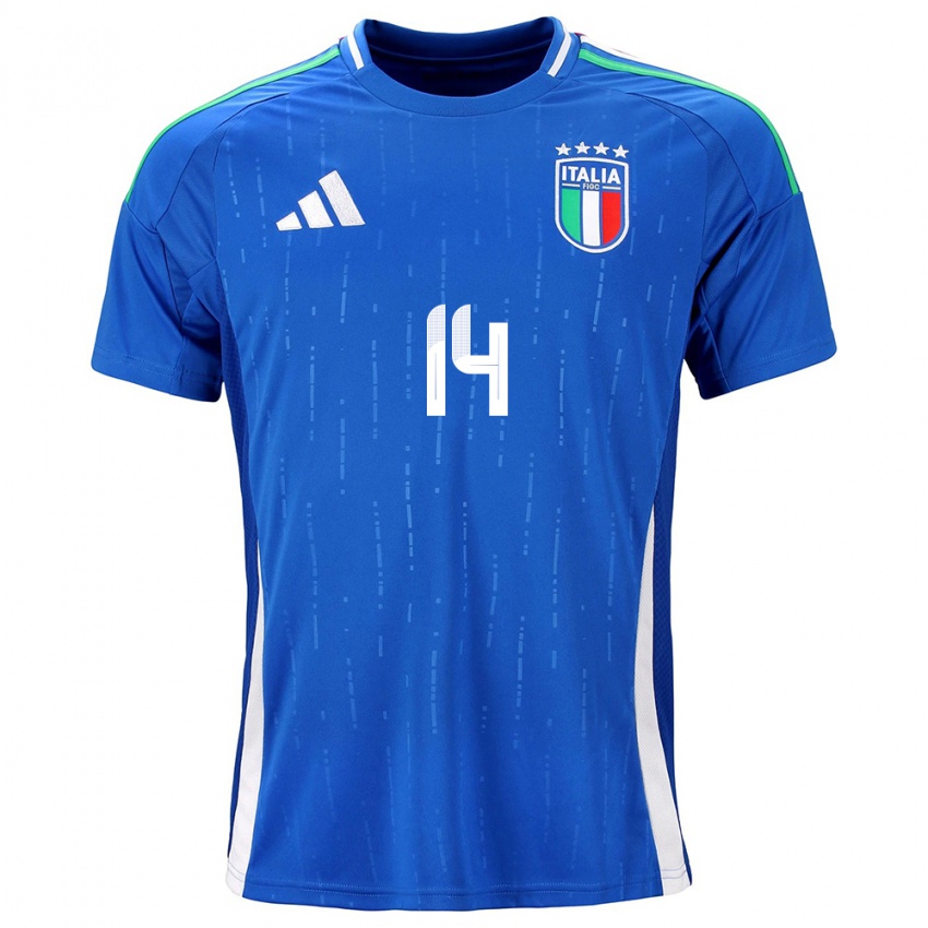 Kinderen Italië Federico Chiesa #14 Blauw Thuisshirt Thuistenue 24-26 T-Shirt