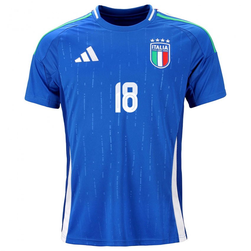 Kinderen Italië Nicolò Barella #18 Blauw Thuisshirt Thuistenue 24-26 T-Shirt