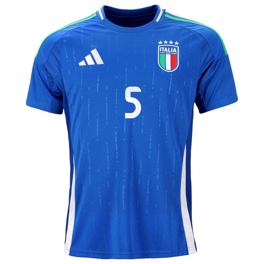 Kinderen Italië Riccardo Calafiori #5 Blauw Thuisshirt Thuistenue 24-26 T-Shirt