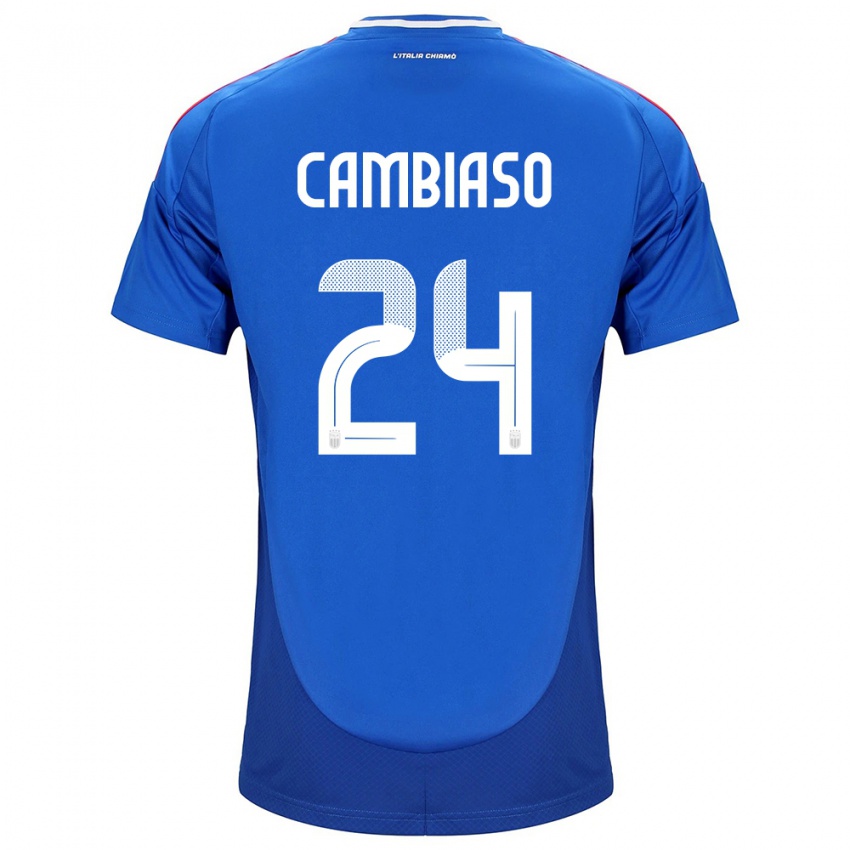 Kinderen Italië Andrea Cambiaso #24 Blauw Thuisshirt Thuistenue 24-26 T-Shirt