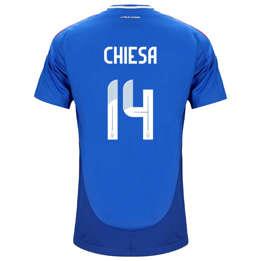 Kinderen Italië Federico Chiesa #14 Blauw Thuisshirt Thuistenue 24-26 T-Shirt