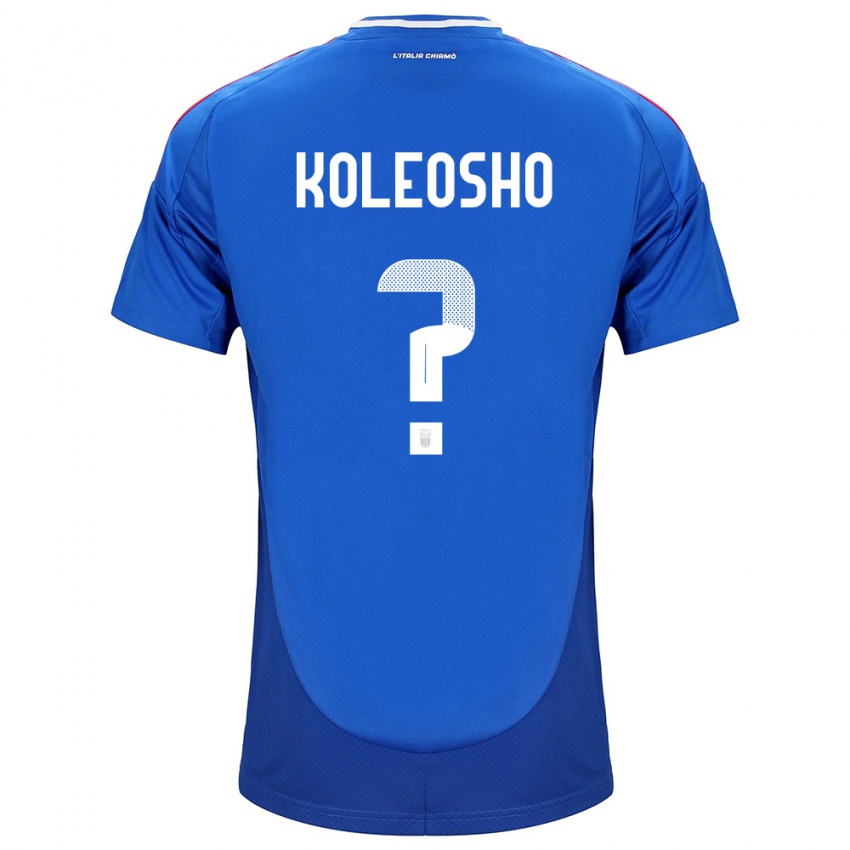 Kinderen Italië Luca Koleosho #0 Blauw Thuisshirt Thuistenue 24-26 T-Shirt