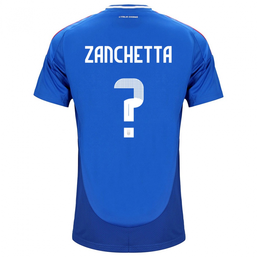 Kinderen Italië Mattia Zanchetta #0 Blauw Thuisshirt Thuistenue 24-26 T-Shirt