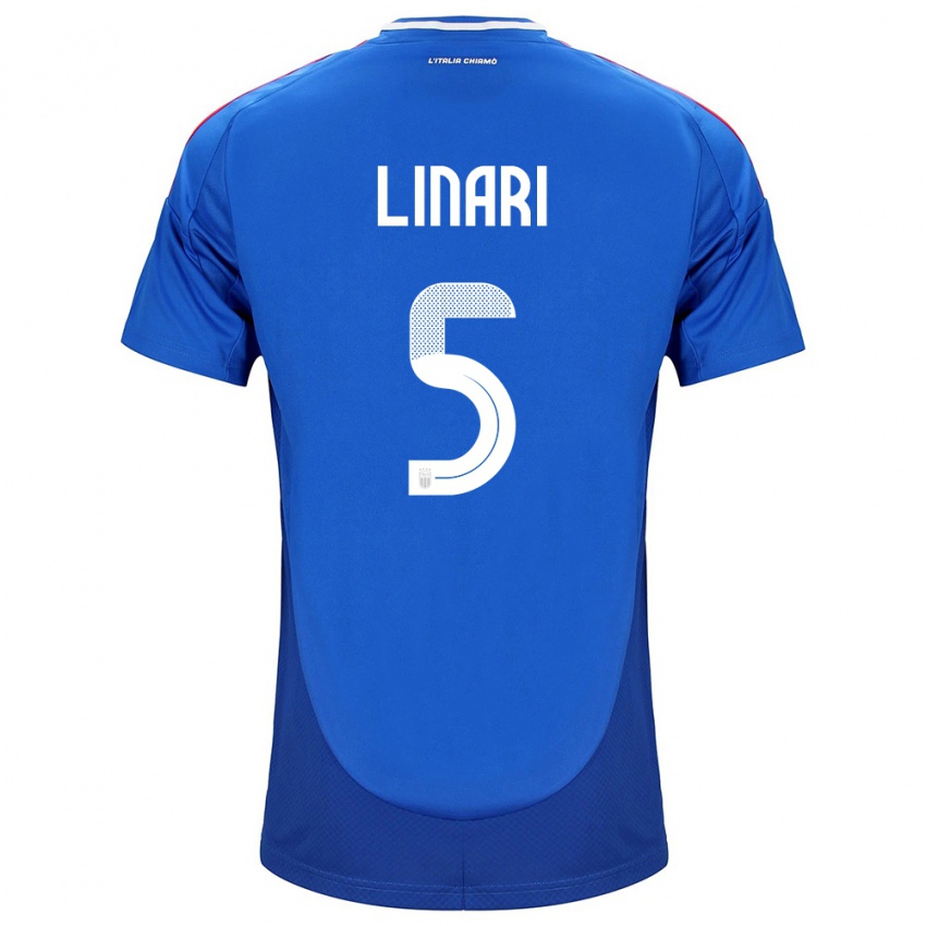 Kinderen Italië Elena Linari #5 Blauw Thuisshirt Thuistenue 24-26 T-Shirt