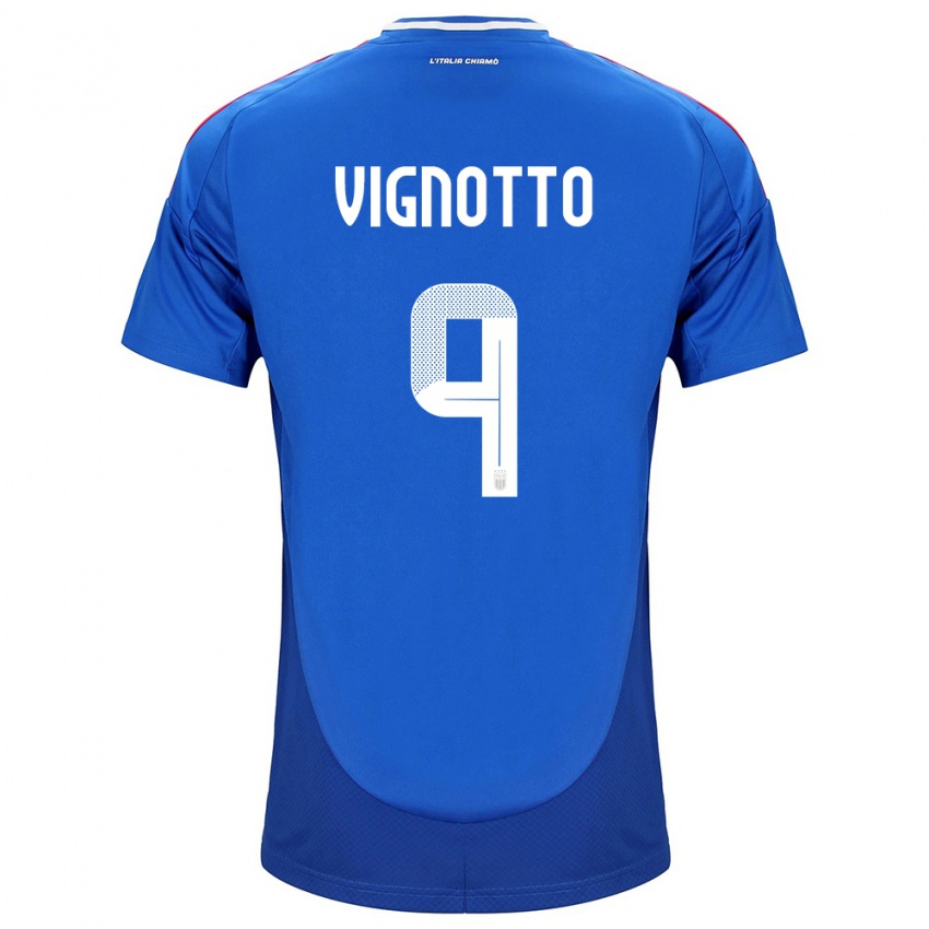 Kinderen Italië Elisabetta Vignotto #9 Blauw Thuisshirt Thuistenue 24-26 T-Shirt