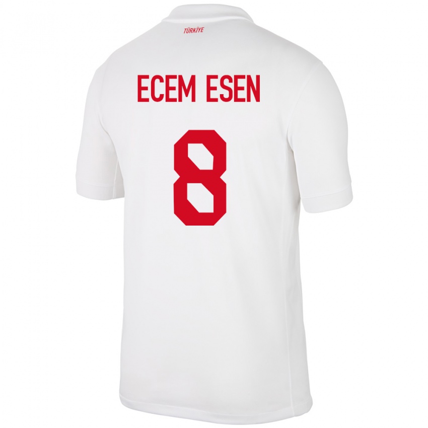 Kinderen Turkije Emine Ecem Esen #8 Wit Thuisshirt Thuistenue 24-26 T-Shirt