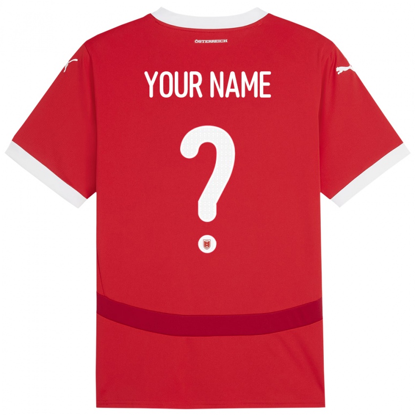 Kinderen Oostenrijk Uw Naam #0 Rood Thuisshirt Thuistenue 24-26 T-Shirt
